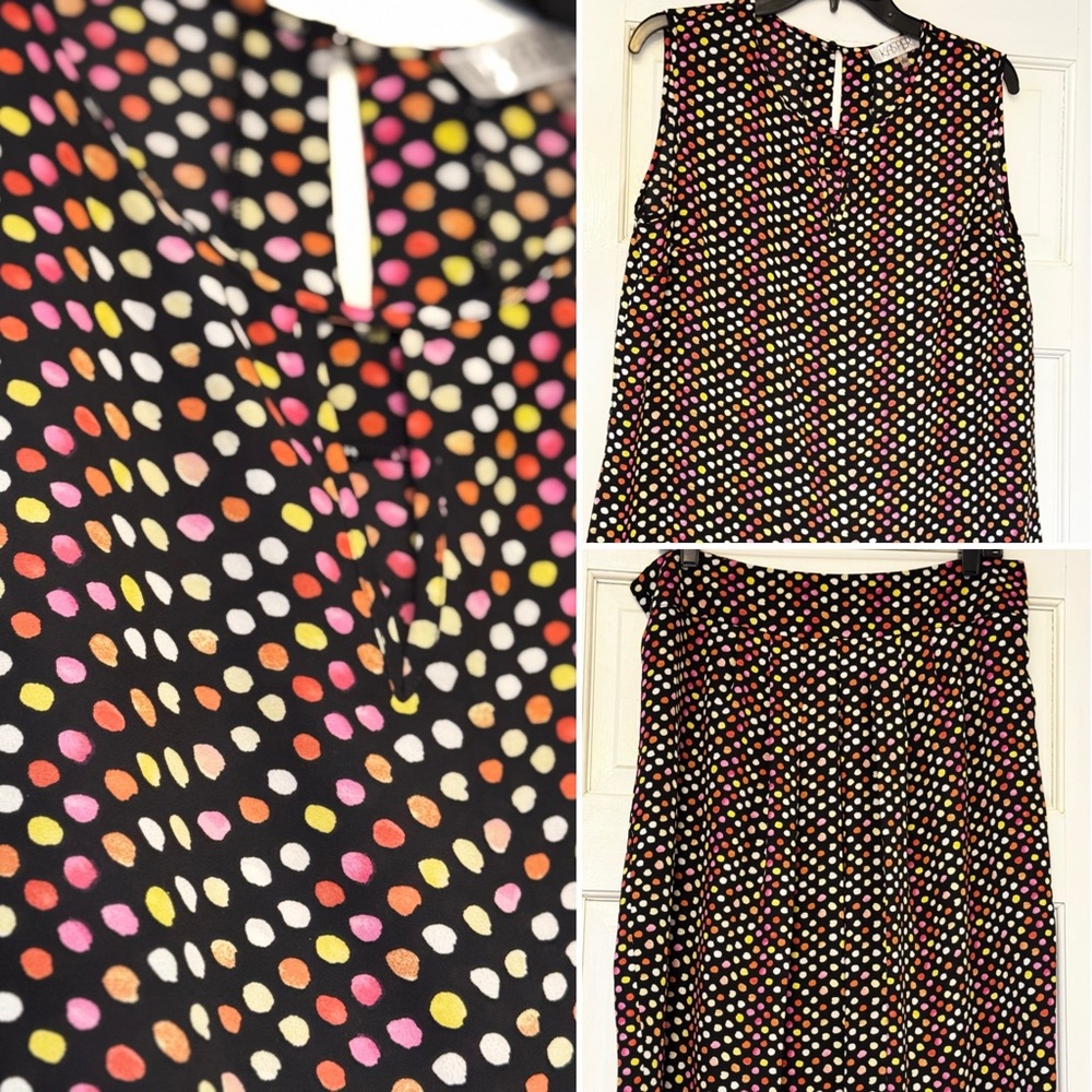 Kasper Black and Multicolor Dot Skirt‎ Set